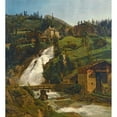 thumbnail image 2 of Ferdinand Georg Waldmüller 15x16 Black Ornate Wood Framed Double Matted Museum Art Print Titled - Wildbad Gastein (The Wildbad Gastein Falls) (1837), 2 of 5