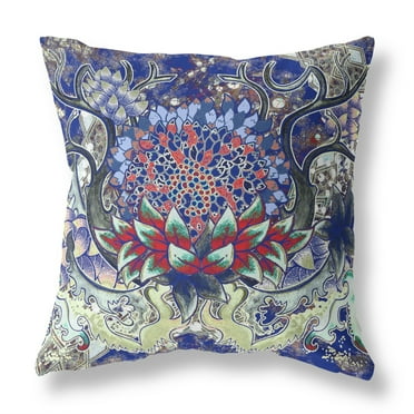 Amrita Sen Vase SunFlower Matches Suede Zippered Pillow with Insert Electric Blue