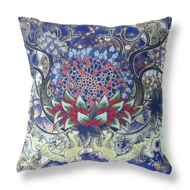 Amrita Sen CAPL484FSDS-ZP-18x18 Vase SunFlower Matches Suede Zippered Pillow with Insert Electric Blue