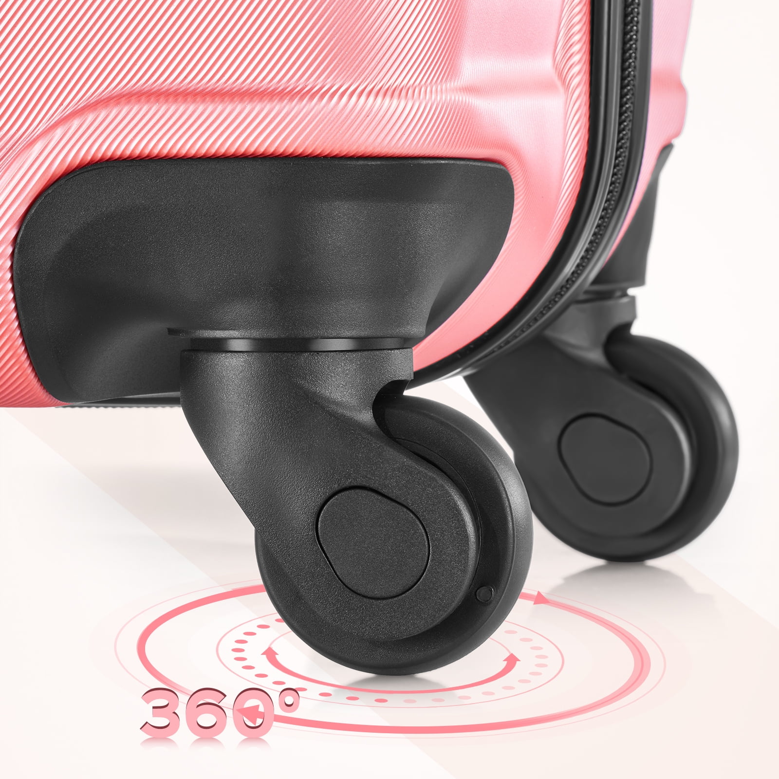 Gowill 3 Piece Luggage Sets 20"/24"/28" Lightweight Hardside ABS Checked Suitcases with Spinner Wheels, Pink