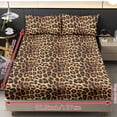 thumbnail image 4 of ZIATUBLES 3 Pcs Full Size Cooling Bed Sheet Set, Soft Cozy Polyester All-Season Bedding Set, Breathable Comfortable Sheets for Bedroom, Brown Black Leopard Print, 4 of 9