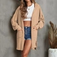 thumbnail image 2 of IROINNID Cardigan for Women Open Front Reduced Solid Color Hood Solid Color Lantern Sleeve Sleeve Cardigan with Pocket,Khaki, 2 of 5