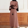 thumbnail image 4 of Women's Loose Ethnic Style Muslim Dress Pullover Long Sleeve Round Neck Swing Dresses Blue,XL, 4 of 6