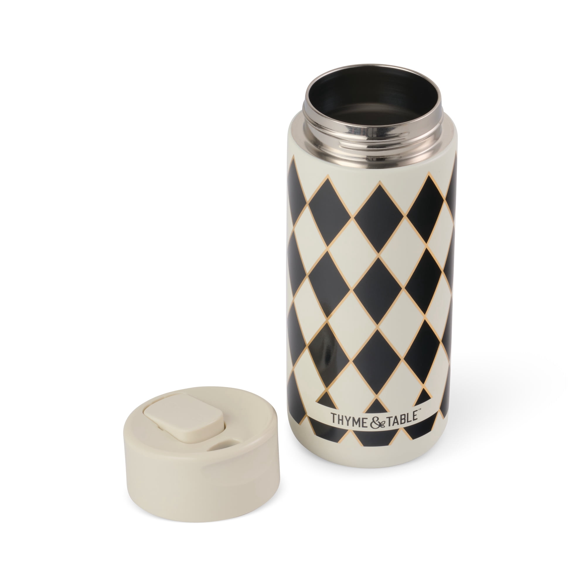Thyme & Table 22oz Stainless Steel Coffee Tumbler, Black Diamond