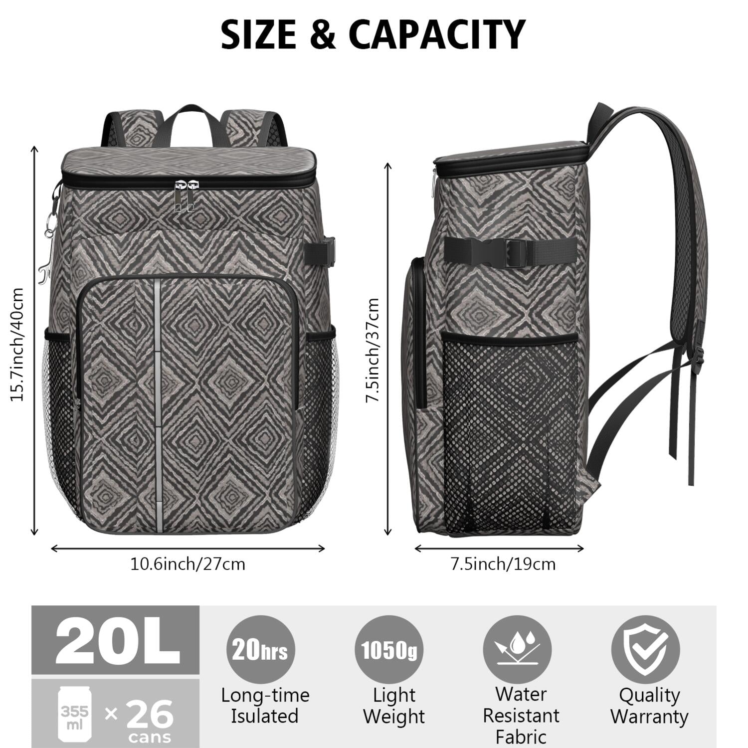 Travel Cooler Bag - Boho Bohemia Flower Camping Beer Cooler Backpack with Bottle Opener- Waterproof Insulated Picnic Backpacks - Cooler Bag for Beach