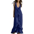 thumbnail image 2 of Ovbmpzd Blue Summer Dresses for Women 2026 Shift Maxi Ruffle Elegant Dresses Sleeveless V-Neck Casual Dresses Womens Dresses,XL, 2 of 6