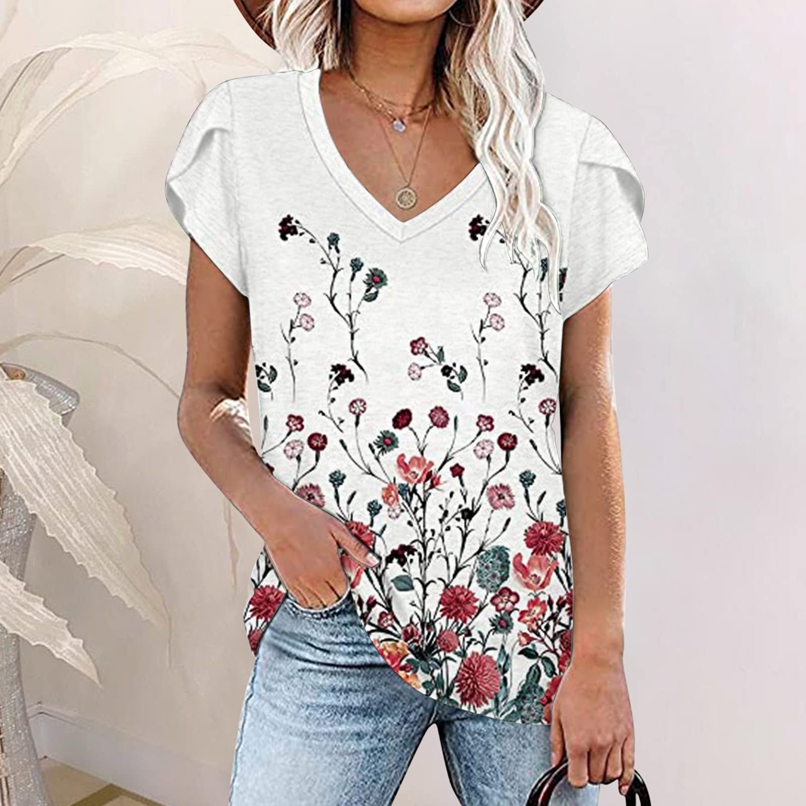 Centory Womens T Shirts Short Sleeve V Neck Loose Casual Basic Tee Tops Summer T-Shirt Centory Womens T Shirts Short Sleeve V Neck Loose Casual Basic Tee Tops Summer T-Shirt