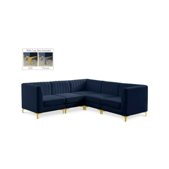 Meridian Furniture Alina Navy Velvet Modular Sectional