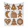 thumbnail image 1 of Gingerbread Man Soft Flannel Fleece Blanket, Graphic Gingerbread Sugar Biscuits with Colorful Dots Bonbons Print, Cozy Plush for Indoor and Outdoor Use, 50" x 60", Brown Multicolor, by Ambesonne, 1 of 6