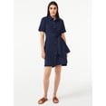 thumbnail image 2 of Free Assembly Women's Wrap Shirt Dress with Short Sleeves, 2 of 6