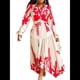 thumbnail image 1 of Vestido Floral de Otoño para Mujer, Estilo Bohemio, de Larga, con Solapa, Midi, Fluido Rojo (con Cinturón) M, 1 of 10
