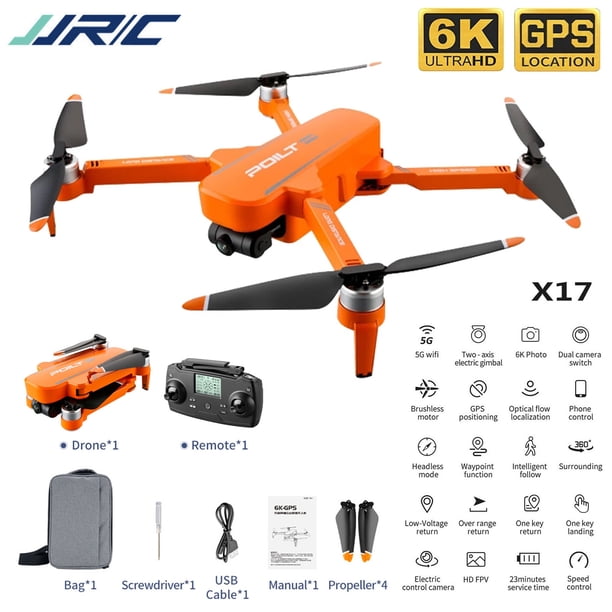Fiudx Juguetes Jjr/C X17 Cámaras Hd Drone 5G Wifi 6K Gps Motor Sin Escobillas Plegable Rc Drone