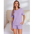 thumbnail image 4 of Ekouaer Pajama Set for Women Viscose from Bamboo Short Sleeve Tops and Shorts Set 2 Piece Lounge Set, 4 of 6