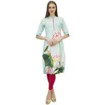 Bimba Women's Moss Georgette Floral Digital Printed Kurta Kurti Casual Wear-4