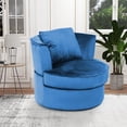 thumbnail image 3 of Single Sofa Chair Mid-Century Modern Accent Chair 360°Rotating Sofa Chair for Living Room Bedroom Navy Blue 00002, 3 of 7