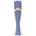 thumbnail image 2 of MeMoi V Stripe Lurex Cotton Blend Knee High Socks - Girls - Female, 14, White, 2 of 6