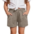 thumbnail image 2 of FASHOFT Boys Linen Shorts Summer Elastic Waist Casual Shorts for Boys with Pockets Khaki 12-13 Years, 2 of 5