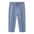 thumbnail image 4 of LODIENY Mens Large Size (M-5XL) Straight Leg Capri Pants Loose Fit Lightweight Breathable Drawstring Casual Sweatpants with Zipper Pockets Blue M, 4 of 9