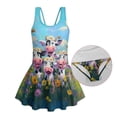 thumbnail image 5 of Xixirimido Cows Vibrant Floral Print Modest Girls’ Swimwear One Piece – Hawaiian Skirted Bathing Suit with Built-in Shorts, Sleeveless UPF 50+ Swimsuits, 12-13 Years, 5 of 7