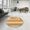 thumbnail image 4 of Ahgly Tapis Rond Lavable en Machine Intérieur Transitionnel Orange Néon, 7 Pieds Rond, 4 of 7