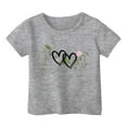 thumbnail image 1 of PMVFHDE Hauts à Manches Courtes pour Filles T-Shirts Amples Basiques Hauts Tendance pour Filles Mode Décontractée Imprimé Col Rond T-Shirt à Manches Courtes Gris, 2-3 Ans, 1 of 4