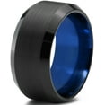 thumbnail image 1 of P. Manoukian Tungsten Wedding Band Ring 10mm for Men Women Blue Black Beveled Edge Brushed Polished Lifetime Guarantee Size 4, 1 of 3