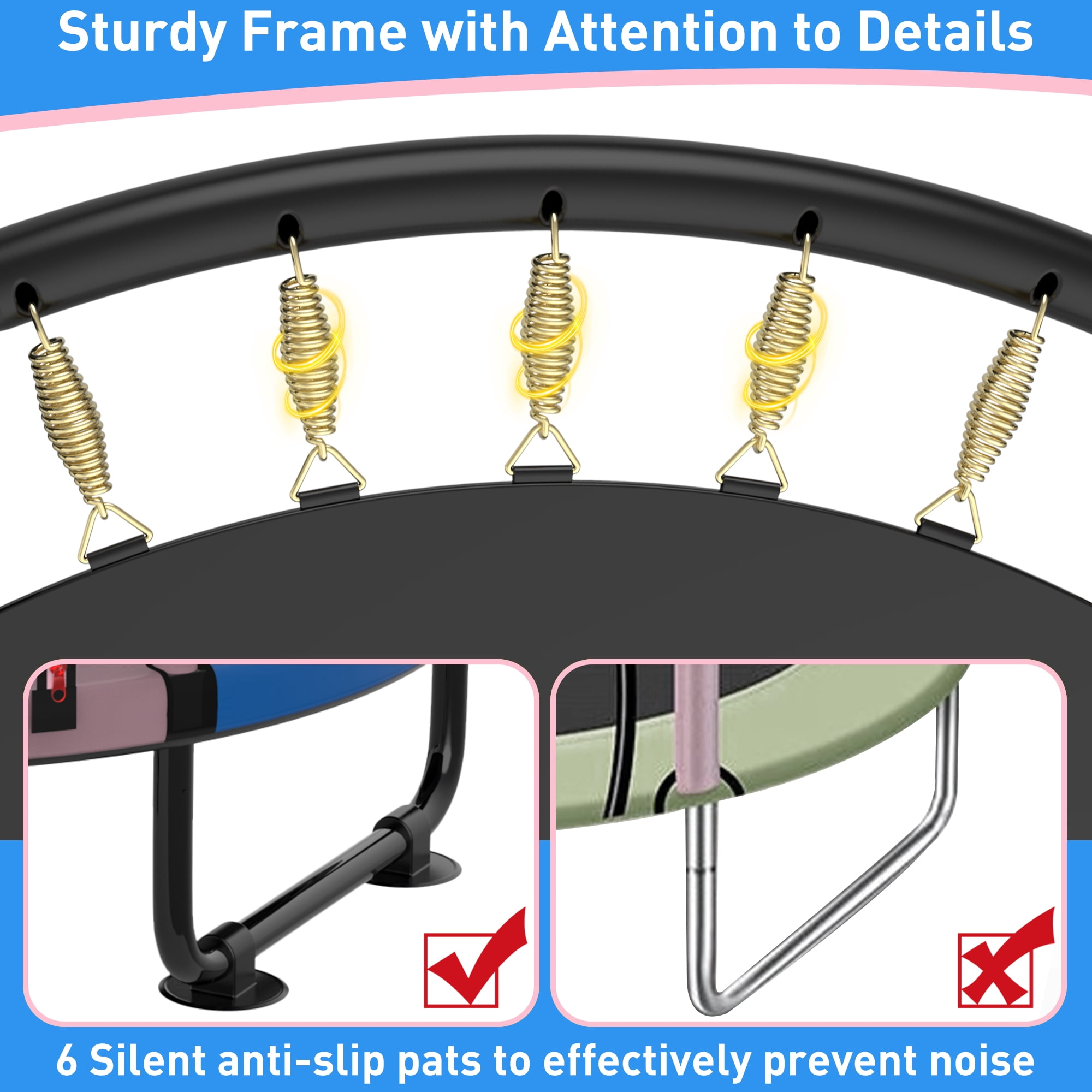 CITYLE Trampoline for Kids 500LBS 4.5FT Toddler Trampoline Indoor Outdoor with Basketball Hoop, Swing, Adjustable Bar, 54'' Mini Small Trampoline with Enclosure, Gifts for Toddlers, Boys & Girls