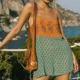 thumbnail image 3 of Mono bohemio TEELYNN con estampado floral rojo para mujer, mono sin mangas con tirantes, mono de verano para playa, ropa bohemia, monos casuales, 3 of 5