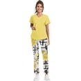 thumbnail image 5 of WTOBBY Plus Size Women's Short Sleeve Printed Scrubs Set, V-Neck with Pockets, Animal Floral Theme, 2-Piece Nursing Uniform, Medical Workwear for Healthcare Professionals,Yellow S, 5 of 6