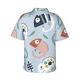 thumbnail image 3 of Picia Cute Chameleons On Blue Gentle Cotton Regular Fit Short Sleeve Casual Hawaiian Shirt for Men-3X-Large, 3 of 9