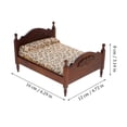 thumbnail image 2 of Mini House Miniature Bedroom Double-Bed Miniature Wood Bed Mini Adornment, 2 of 4