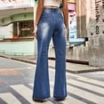 thumbnail image 3 of LYMAYTER Womens Leg Jeans Pants Female Casual Denim Wide Leg Spring Fall Washed Denim Flare Trouser S-2XL, 3 of 7