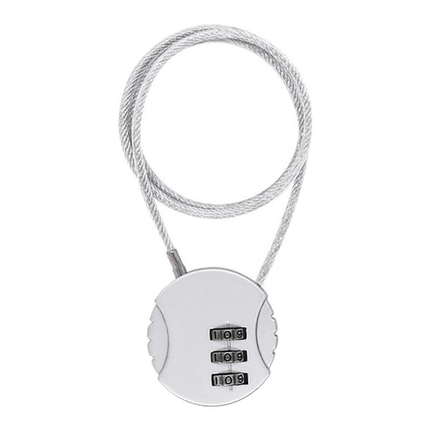 Candado para casco, cable de ciclismo de 3 dígitos reiniciable para moto y cochecito de bebé. Plata