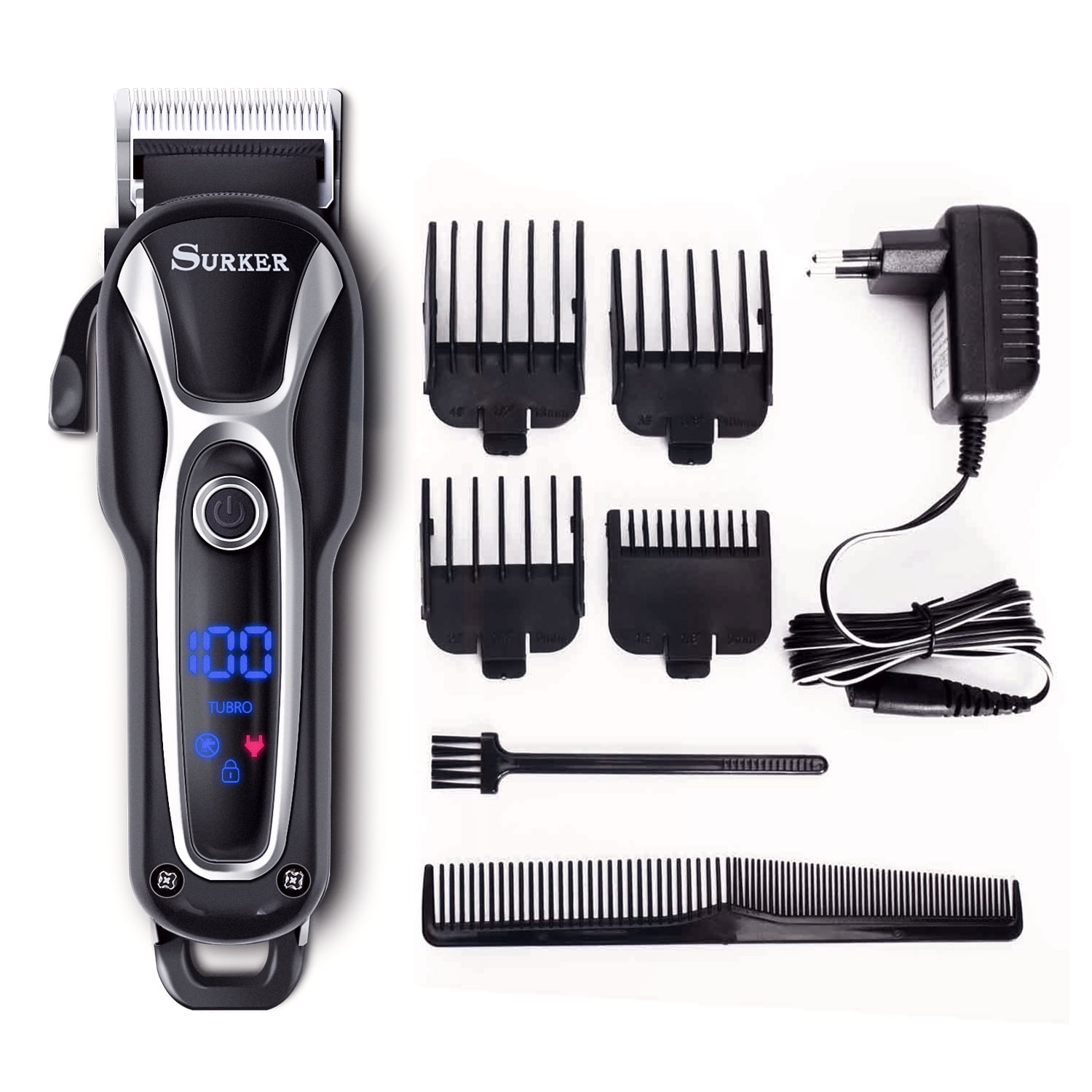 Surker SK-80502 Hair Clipper Men's Electric Cordless Hair Trimmer Speed  Adjustable Professional Haircut Beard Trimmer Hair Cutting Machine Kit with  Ceramic Cutting Head four Attachment Combs 