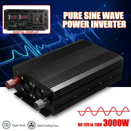 Pure Sine Wave Power Inverter DC 12V to 110V AC Converter Car Caravan 4000W