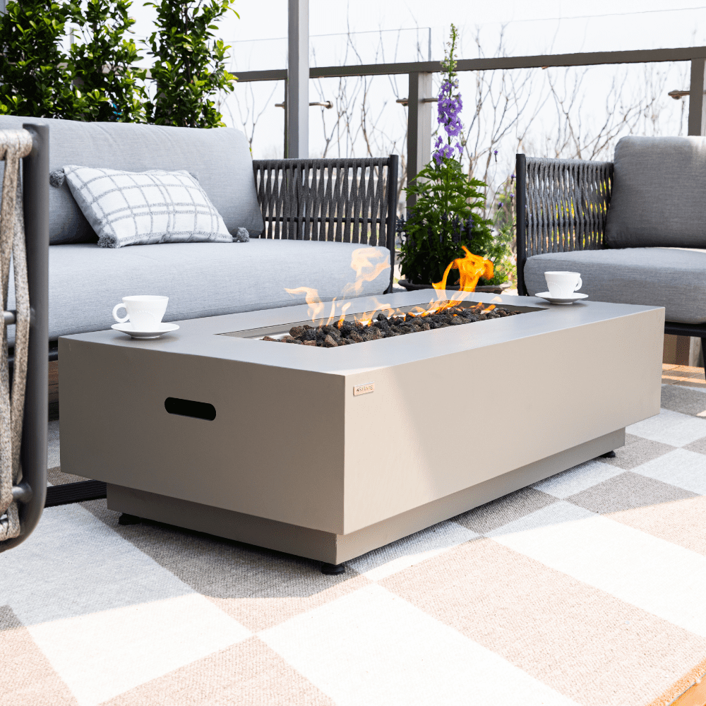 Westwood Propane Fire Pit Table 50” Outdoor Firepit 50,000 BTU Firepits for Outside with Lava Rocks and Removable Lid Metal Fire Pit Outdoor Fireplace Propane Fire Pits for Outside CSA Certified