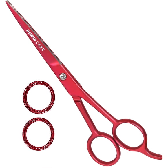 Utopia Care Hair Cutting and Hairdressing Scissors 6.5 Inch, Premium Stainless Steel Shears with Smooth Razor, for Salons, Professional Barbers, Men & Women, Kids, Adults, & Pets - Red - Pack of 1