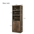 thumbnail image 3 of Euroco 1 Doors Bookshelf with USB Port and 3 Open Shelves Bookcase Side Cabinet Storage Shelves, Rustic Brown, 3 of 7