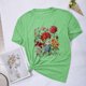 thumbnail image 5 of Blusas de Verano de las Mujeres Flor Impresa Cuello Redondo Manga Corta Superior, Verano Superior de las Mujeres, 5 of 8