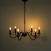 Briignite 6-Light Black Farmhouse Classic Candle Chandelier, Indoor for Foyer, Living Room, Kitchen Island, Dining Room, Bedroom, LED Chandelier
