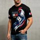 thumbnail image 3 of Men's France Football Graphic T-Shirt, Men's Soccer Printed T-Shirt Round Neck Short Sleeve for Soccer Tournament 2026 Black Size: 3XL, 3 of 4