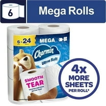 (2 pack) Charmin Toilet Paper Ultra Soft, 6 Mega Rolls, 2-Ply Bath Tissue