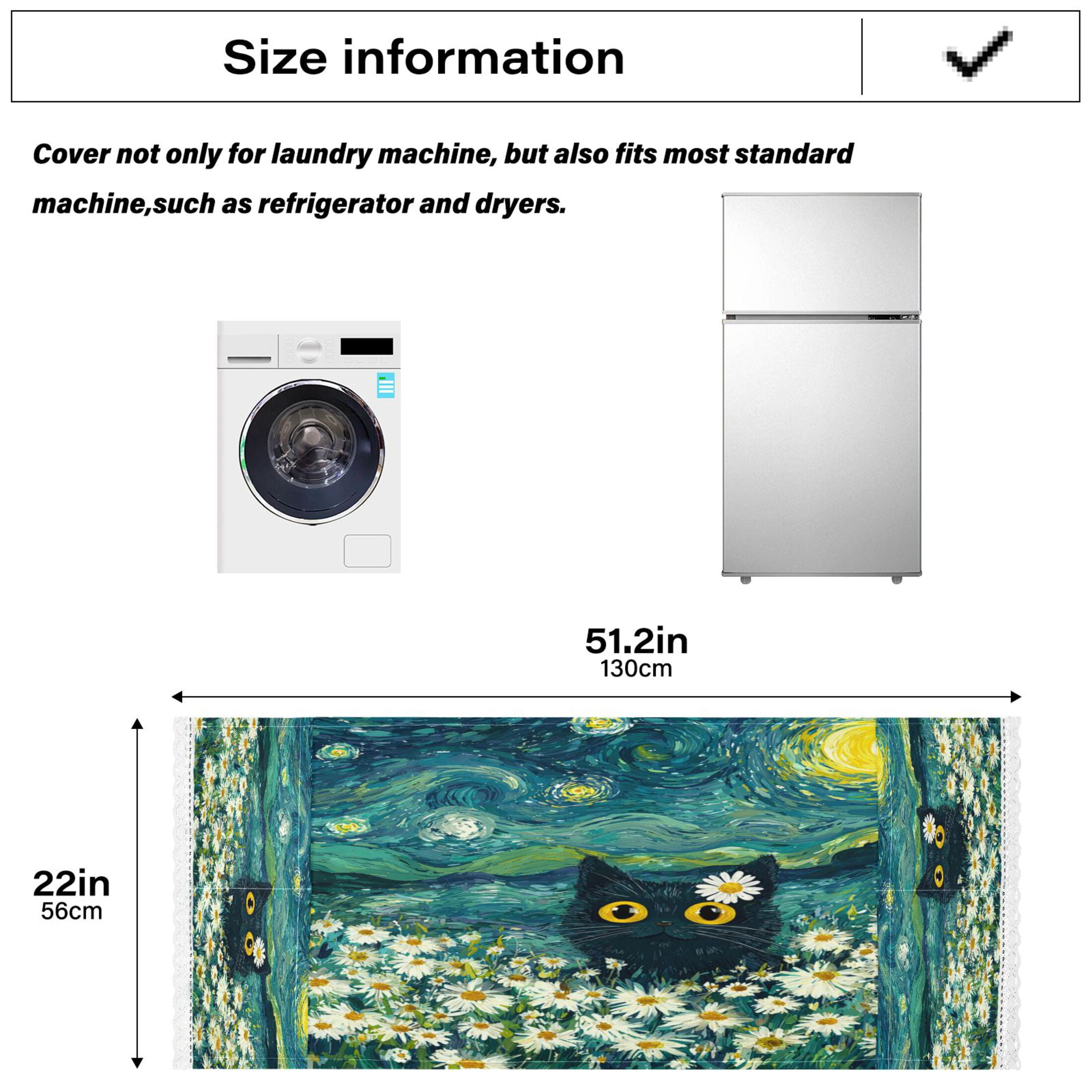 Wobogo Starry Daisy Cat Washing Machine Cover Dustproof Washer Dryer Cover Waterproof Laundry Room Decorative Protector