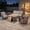 5PCS-Sofa & Chairs & Side Table & Fire Pit, variant on OPOHORO 75" Wide Brown Wicker Patio 3-Seat Couch, Weather Resistant Rattan Outdoor Lounge Sofa with Deep Seat and 6" Thick Cushion for Patio Backyard Porch, Beige