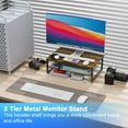 thumbnail image 2 of Desk Organizers and Accessories, 2-Tier Metal Monitor Stand Riser, Desk Organizer for Monitor, Office Desk Storage Organizer for Office Supplies (Black), 2 of 7