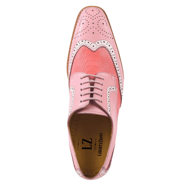 LIBERTYZENO Mens Casual Ostrich Skin Print Genuine Leather 