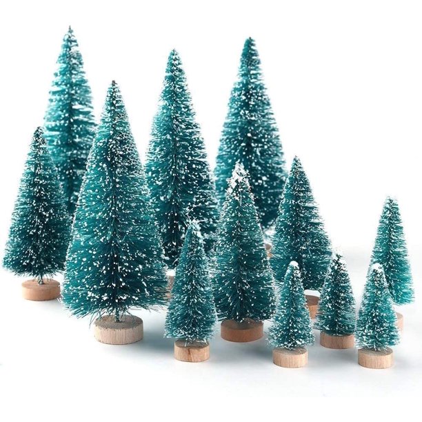 20 piezas de árbol de Navidad en miniatura, mini sisal, nieve, escarcha,árboles de plástico, decoración de mesa, decoración de habitación, mini árbol de Navidad artificial