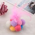 thumbnail image 3 of Juguete para gatos, cascabeles hechos a mano, pelota hinchable integrada con hierba gatera, juguete de plumas interactivo (colorido), 3 of 5