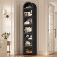 thumbnail image 2 of 76" Tall Narrow Arched Bookcase Set of 2, 7-Teir Mid-Century Modern Bookshelf with Adjustable Shelves for Living Room, Home Office, Black, 2 of 8