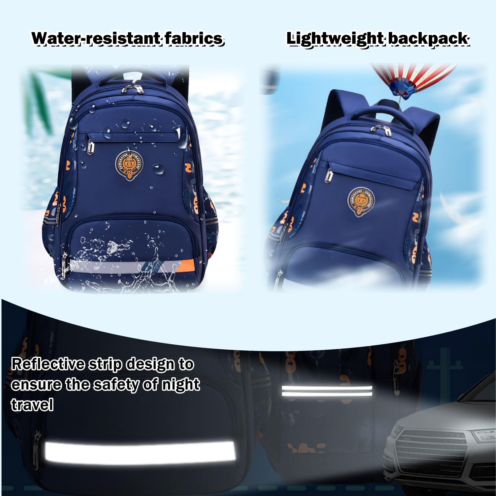 Gmdisc School Backpack for Boys Kids, Printed Lightweight School Bag Large Durable School Bookbags